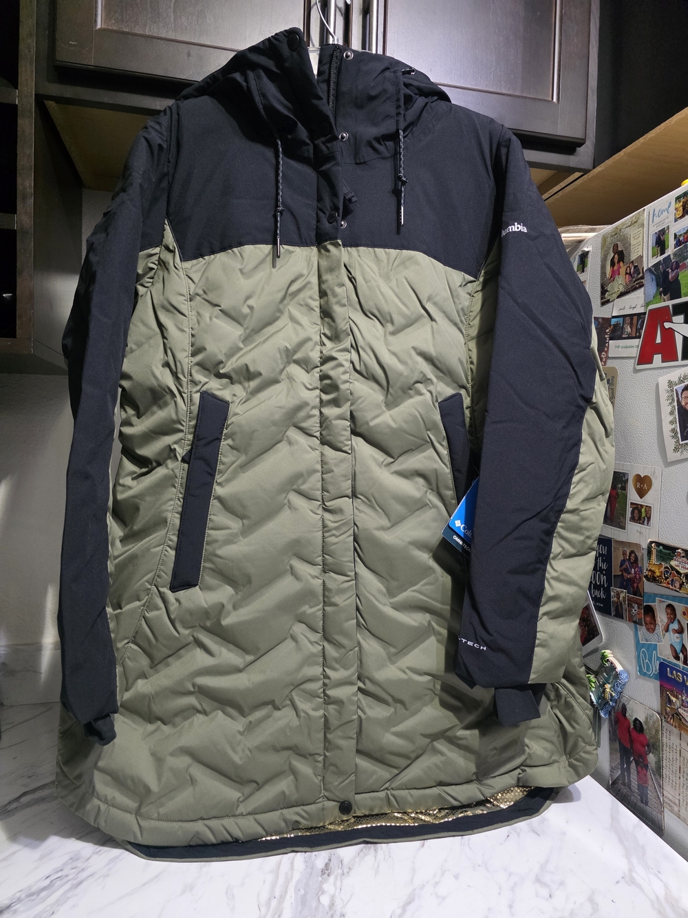Columbia Two-Tone Olive & Black Insulated Hooded Jacket Women XL